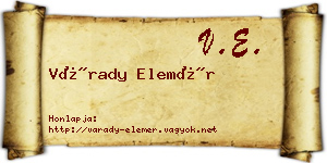 Várady Elemér névjegykártya